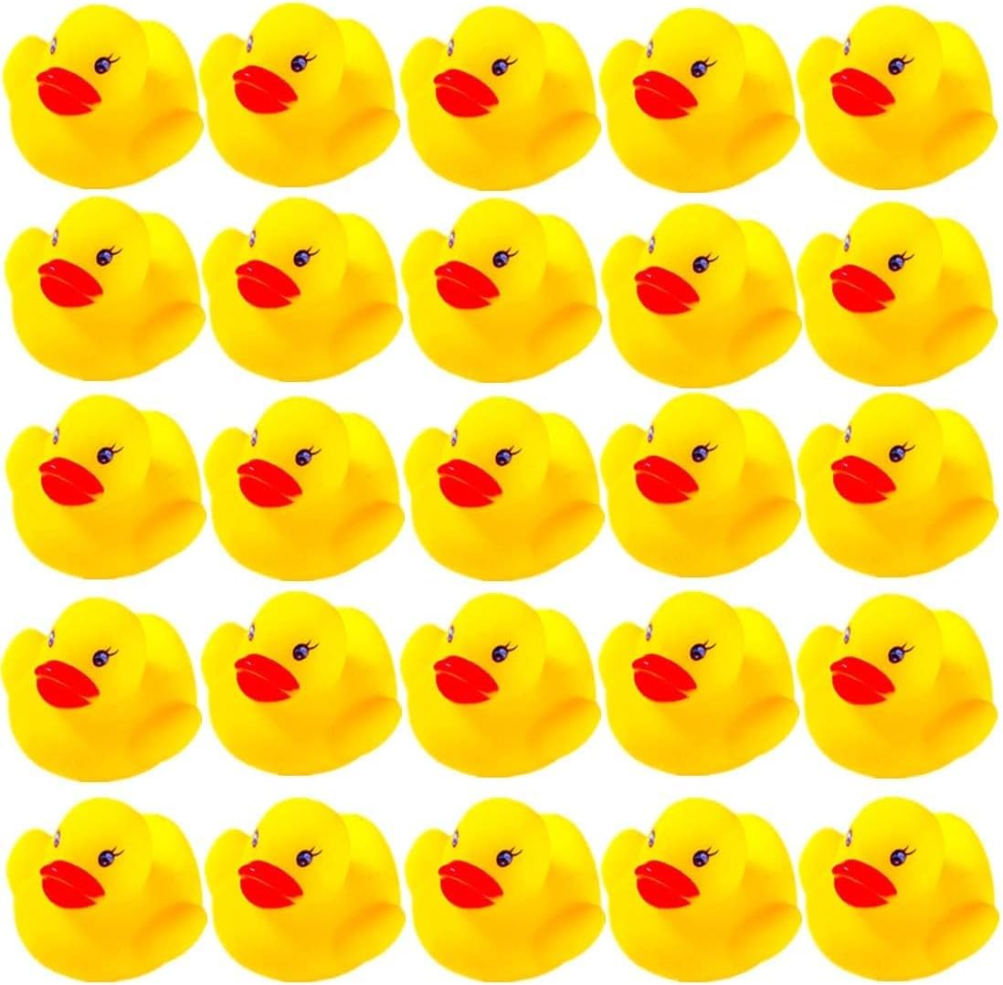 50 piezas de flotador y chirrido mini pato de goma para el baño del bebé Ducky Sound ShowerToys para niños celebrar la alegría de los niños