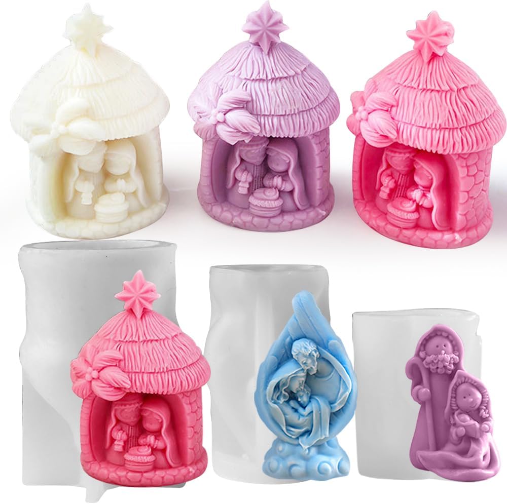 Molde de silicona religioso de Jesús Natividad de la Santa Familia para suministros de fabricación de velas, molde de vela de Jesús Virgen María,