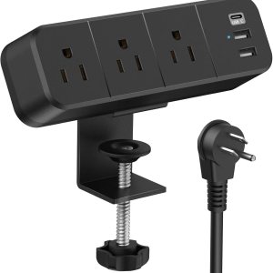 Regleta de alimentación con abrazadera de escritorio con 2 puertos USB-A y 1 USB-C, 3 salidas de CA, cable de 6 pies, se adapta a borde de mesa de Regleta de alimentación con abrazadera de escritorio con 2 puertos USB-A y 1 USB-C, 3 salidas de CA, cable de 6 pies, se adapta a borde de mesa de
