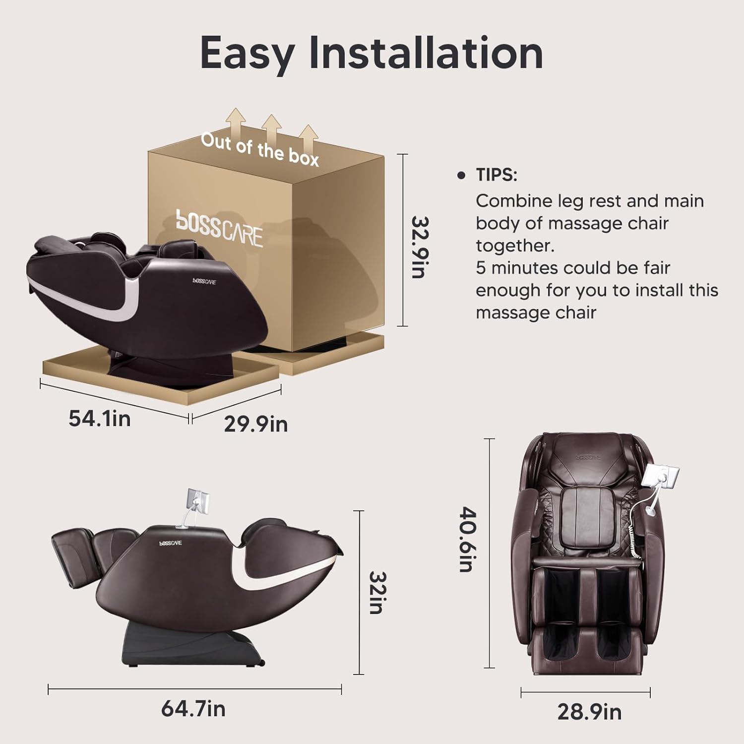 Silla de masaje Zero Gravity, SL Track de cuerpo completo, sillón reclinable de masaje con calefacción trasera, reposapiés extensible eléctrico,