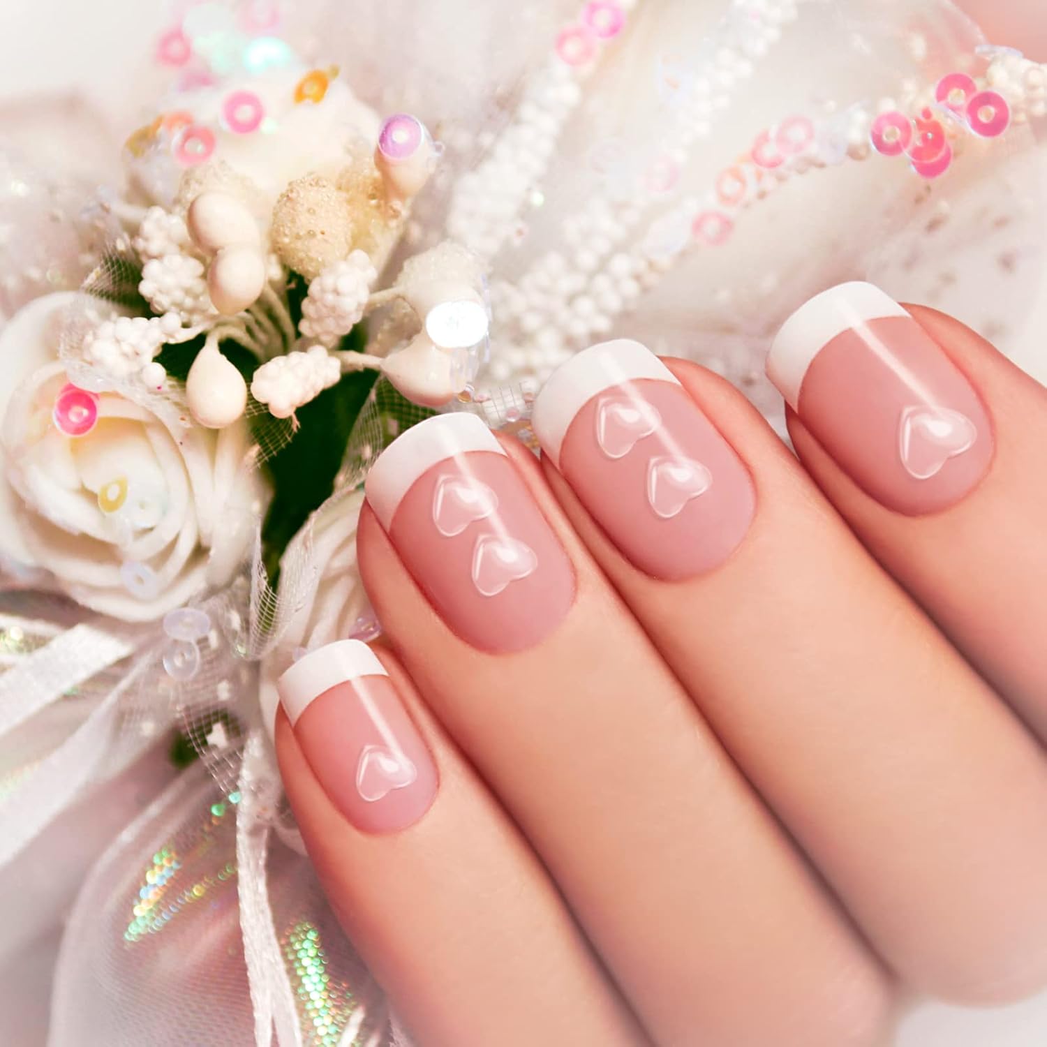 200 dijes de arte de uñas de corazón transparente, diamantes de imitación de corazón 3D de tamaño mixto para uñas, gemas de corazón para uñas