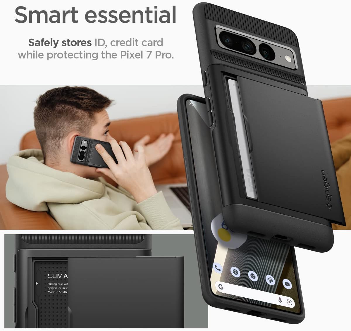Spigen Slim Armor CS – Funda diseñada para Pixel 7 Pro (2022), color negro