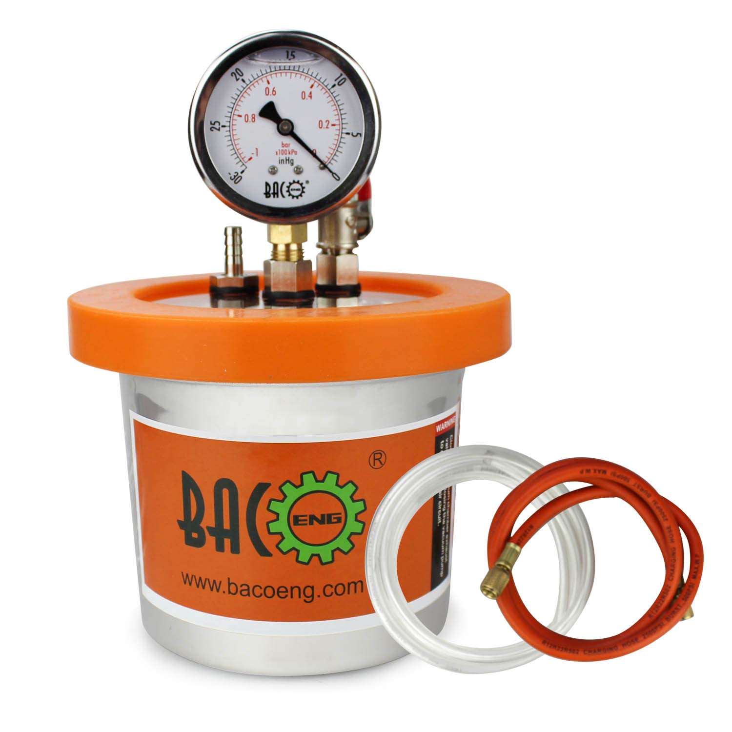BACOENG Cámara de desgasificación al vacío de trampa de resina de acero inoxidable de 1.2 cuartos (3 galones1.2 QT2 QT disponible)