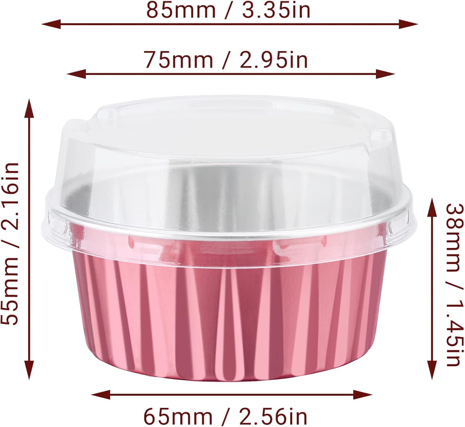 EUSOAR Vasos de aluminio con tapas, 30 moldes desechables de papel de aluminio para muffins de 5 onzas, moldes para hornear, recipientes desechables
