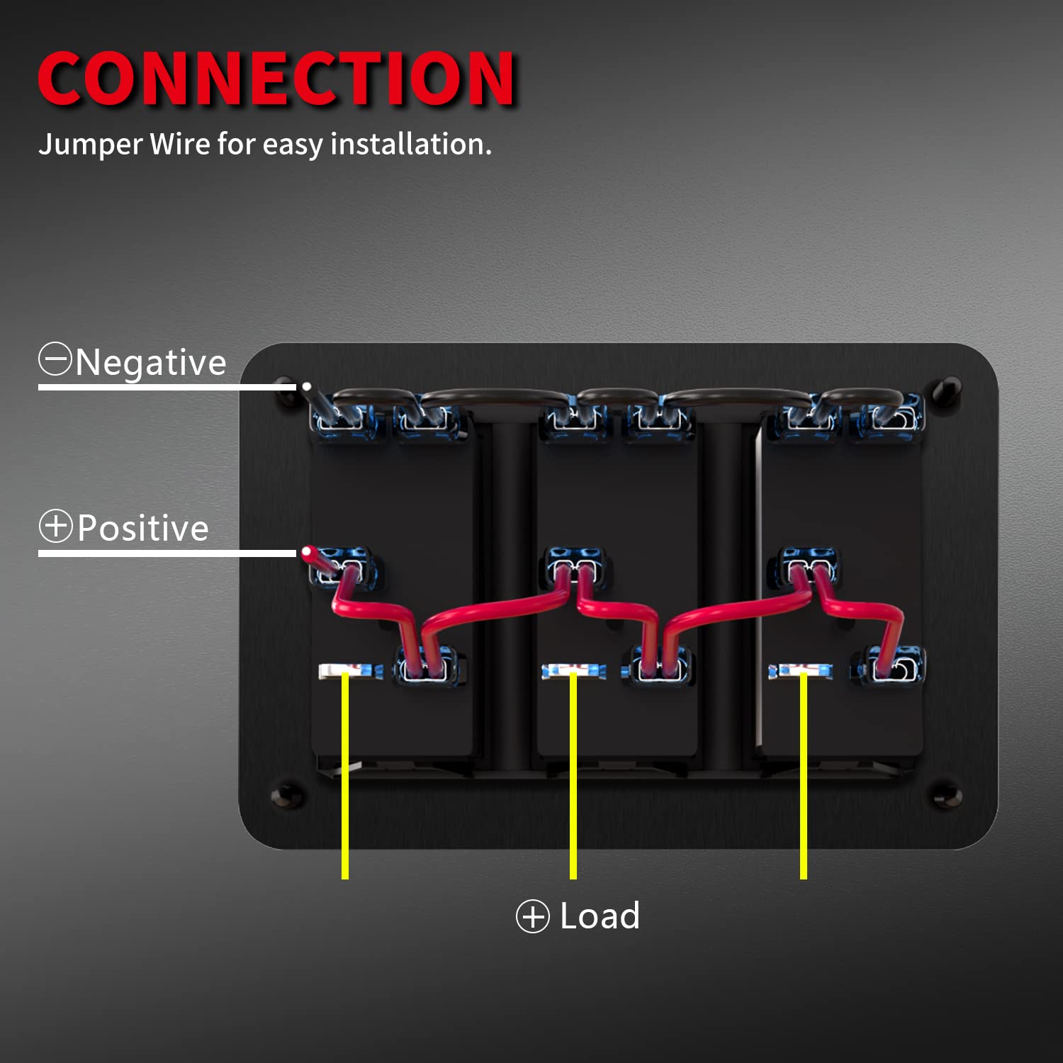 DaierTek Paquete de 3 paneles de interruptor de interruptor basculante marino + panel de interruptor de barra de luz LED
