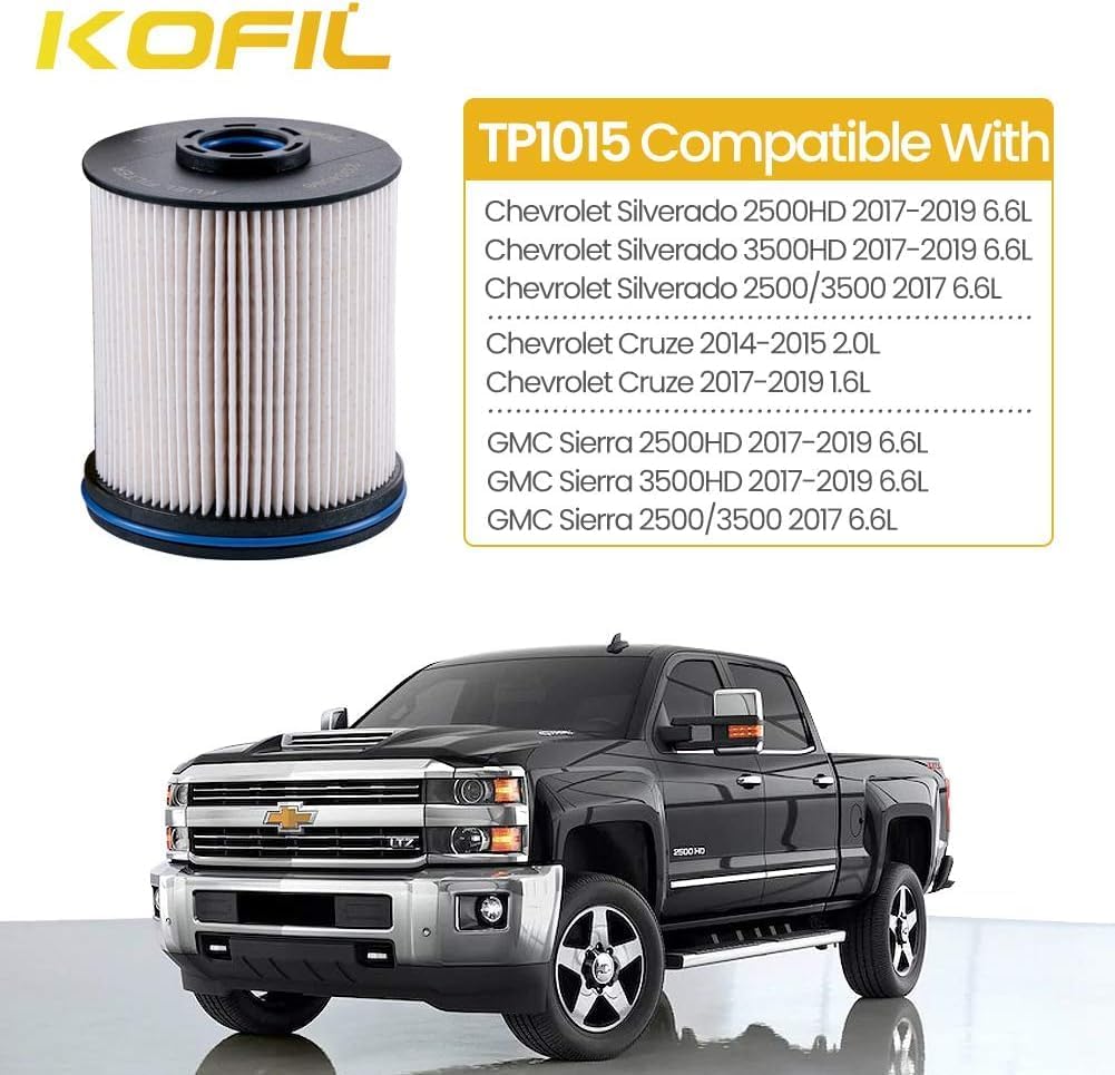 TP1015 Filtro de combustible apto para filtro de combustible diésel Duramax de 6.6L compatible con Chevrolet Silverado 2017-2021GMC Sierra 2500HD