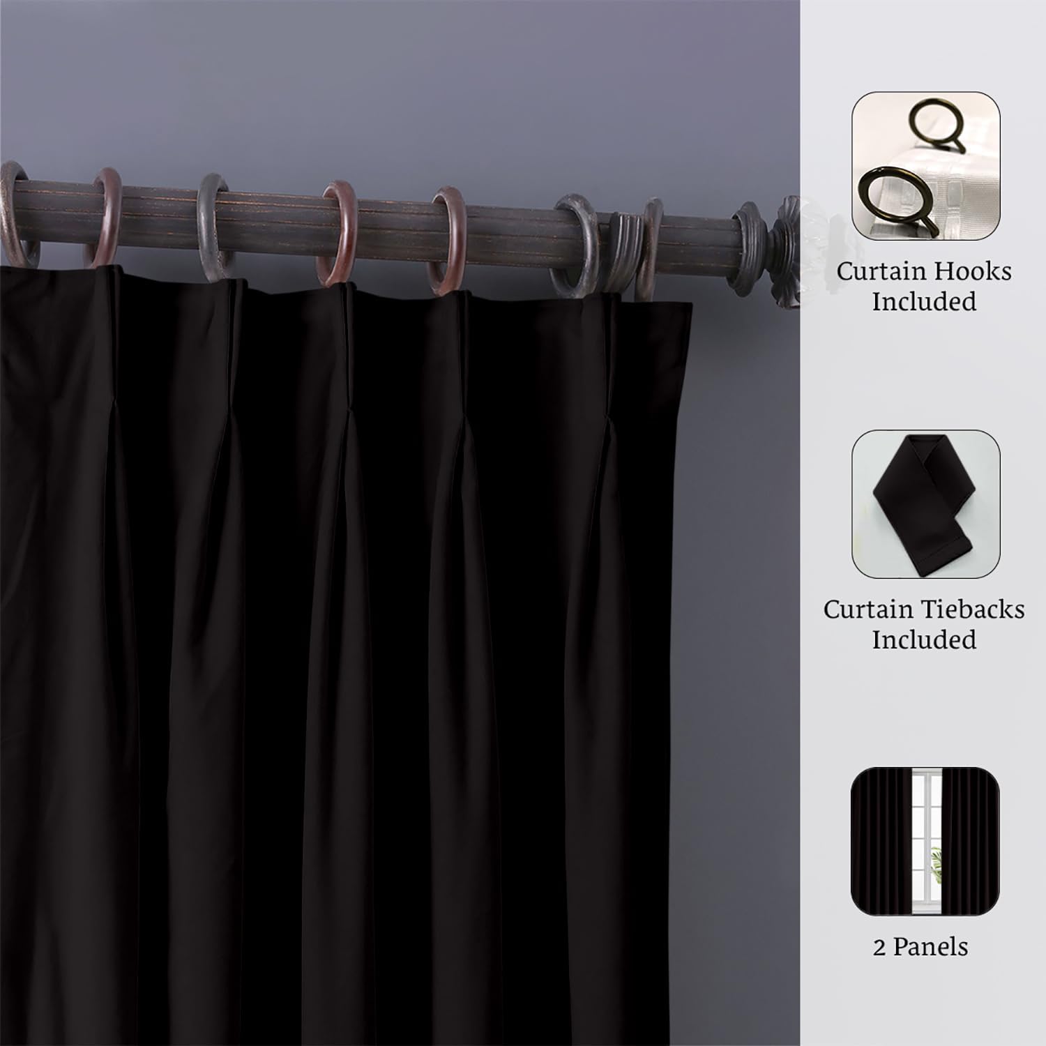 Magic Drapes – Cortina de ventana con doble plisado, 100% poliéster, para la decoración del hogar 2 paneles tipo blackout con aislamiento térmico.