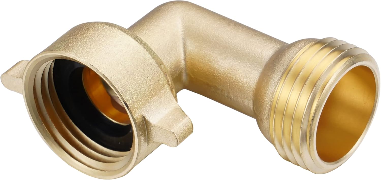 Codo de manguera de 90 grados, conector de manguera de jardín de 34 pulgadas, adaptador de latón macizo para entrada de agua de caravana, conexión