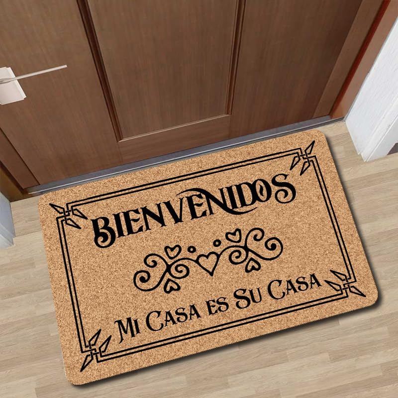 JFFBFF Bienvenidos Mi Casa ES Su Casa – Tapete divertido para entrada con respaldo antideslizante para interiores y exteriores, tapete decorativo