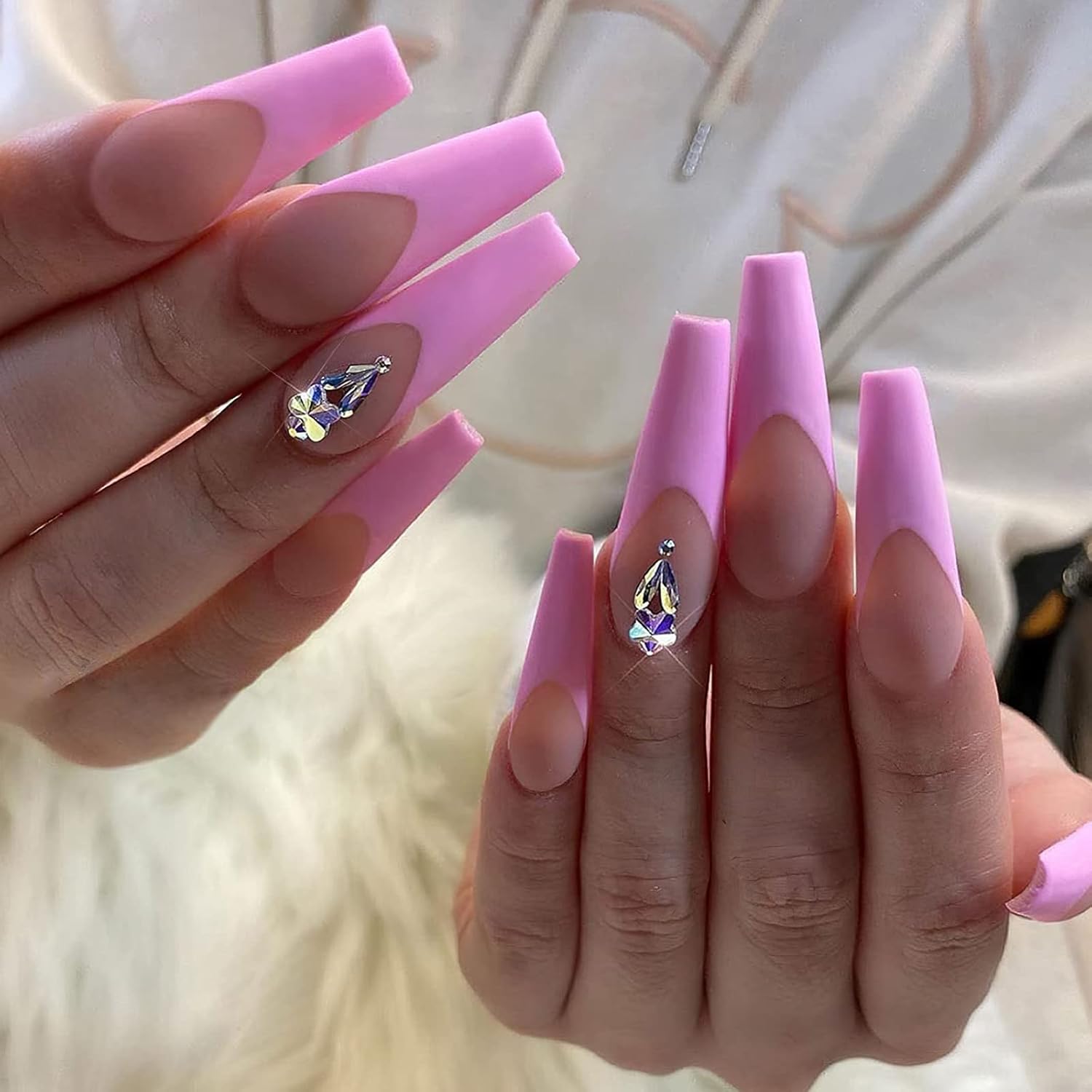 Juego de manicura de uñas francesas acrílicas, reutilizable, 12 tamaños, kit de 24 uñas