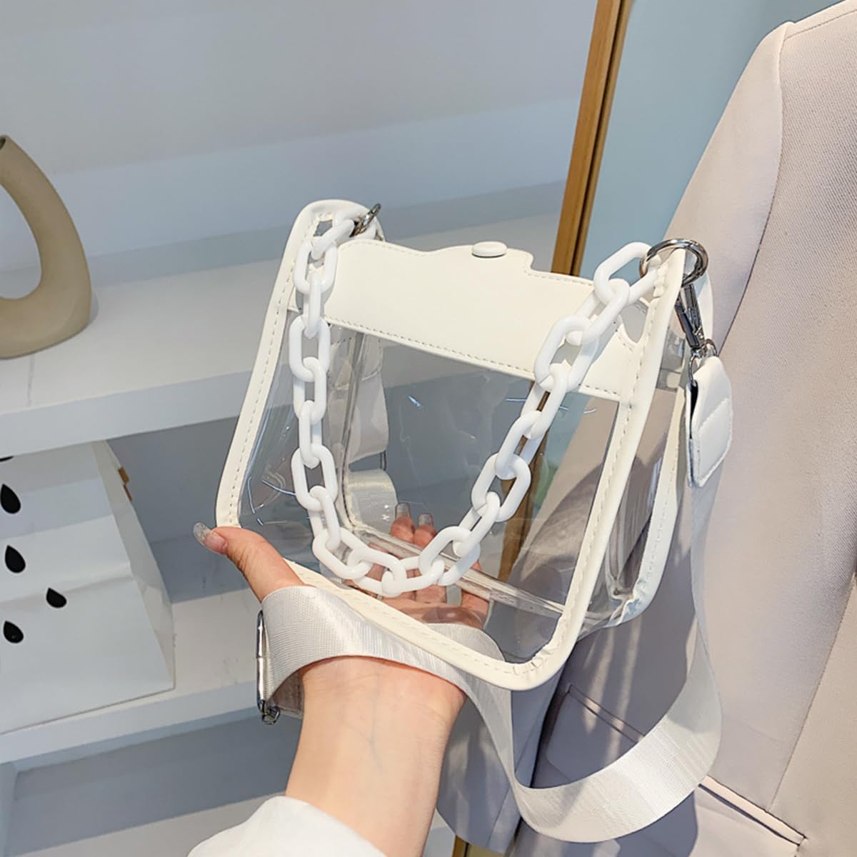 Bolso cruzado transparente para mujer, bolso pequeño transparente, bolso de hombro moderno aprobado para conciertos