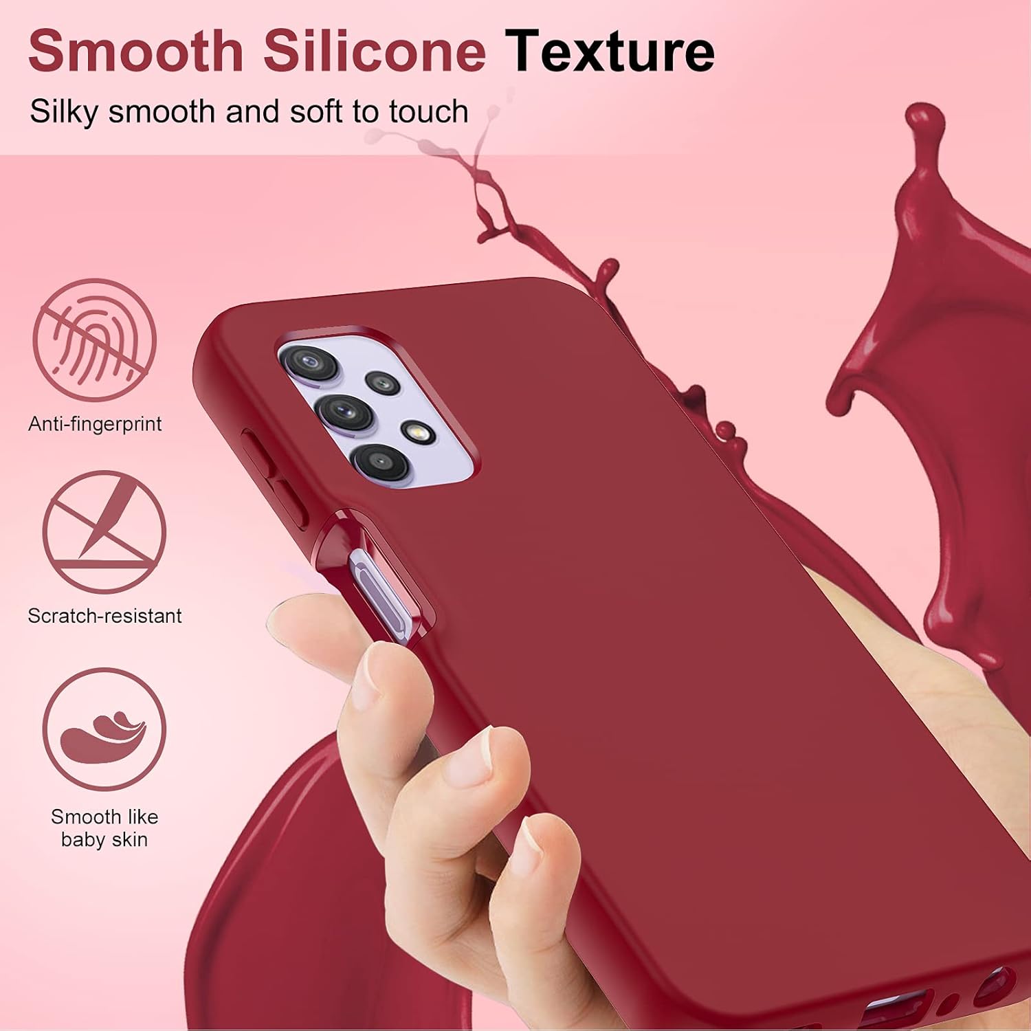 LeYi Funda para Galaxy A32 5G, Samsung Galaxy A32 5G con 2 protectores de pantalla de vidrio templado, funda de silicona líquida suave a prueba de