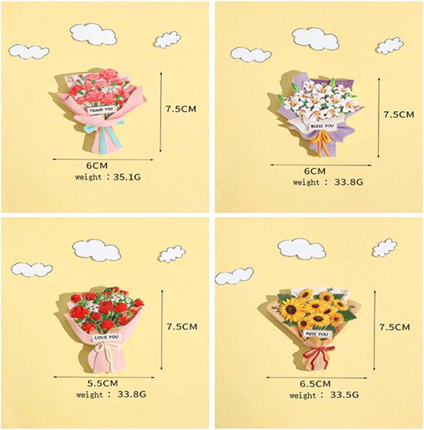 4 imanes de flores para refrigerador y 15 imanes creativos de resina 3D para refrigerador, gabinete de almacenamiento, pizarra blanca, decoración de
