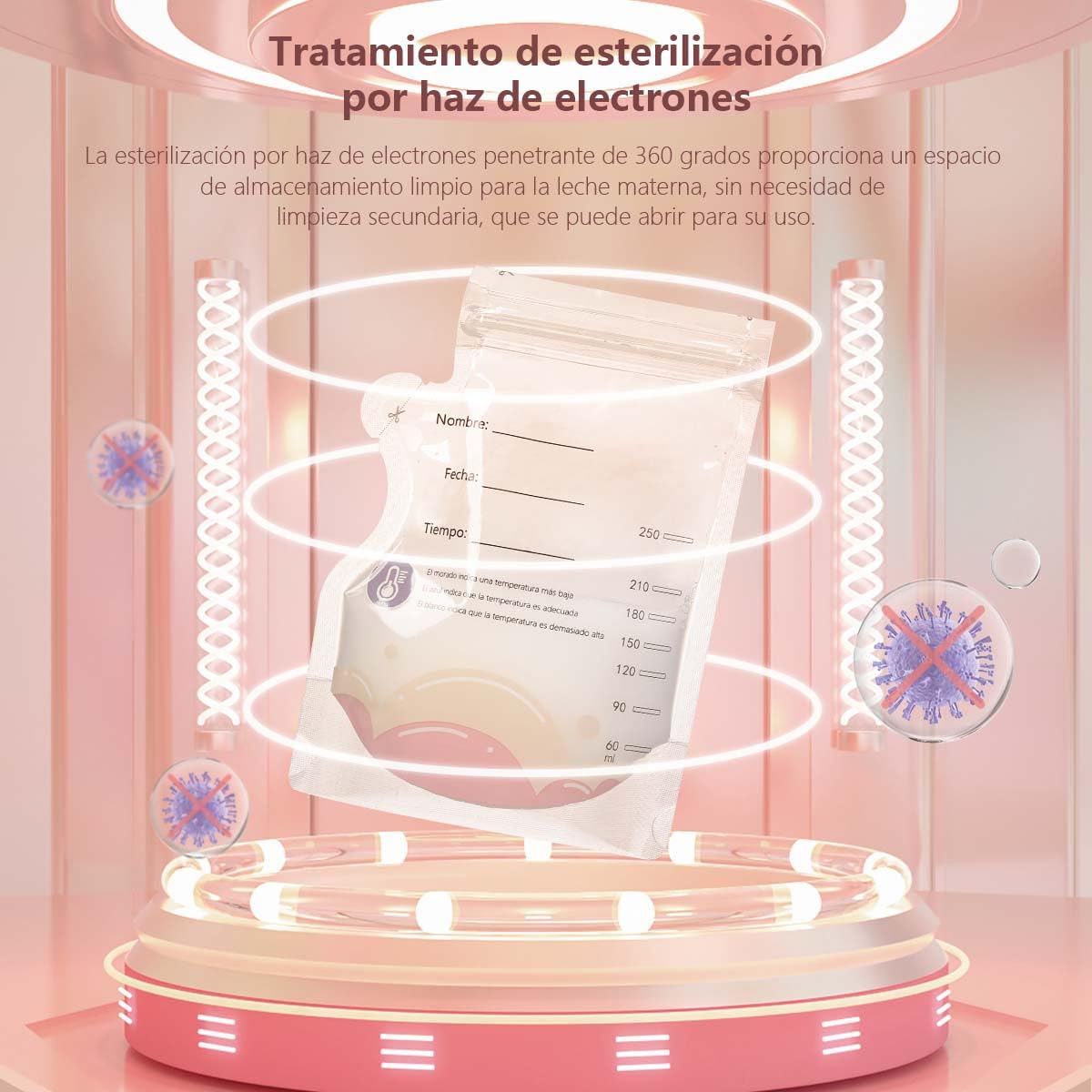 Bolsas de almacenamiento de leche materna, 150 unidades con 8.5 onzas, bolsa de almacenamiento de leche desechable autosuficiente, preesterilizada,