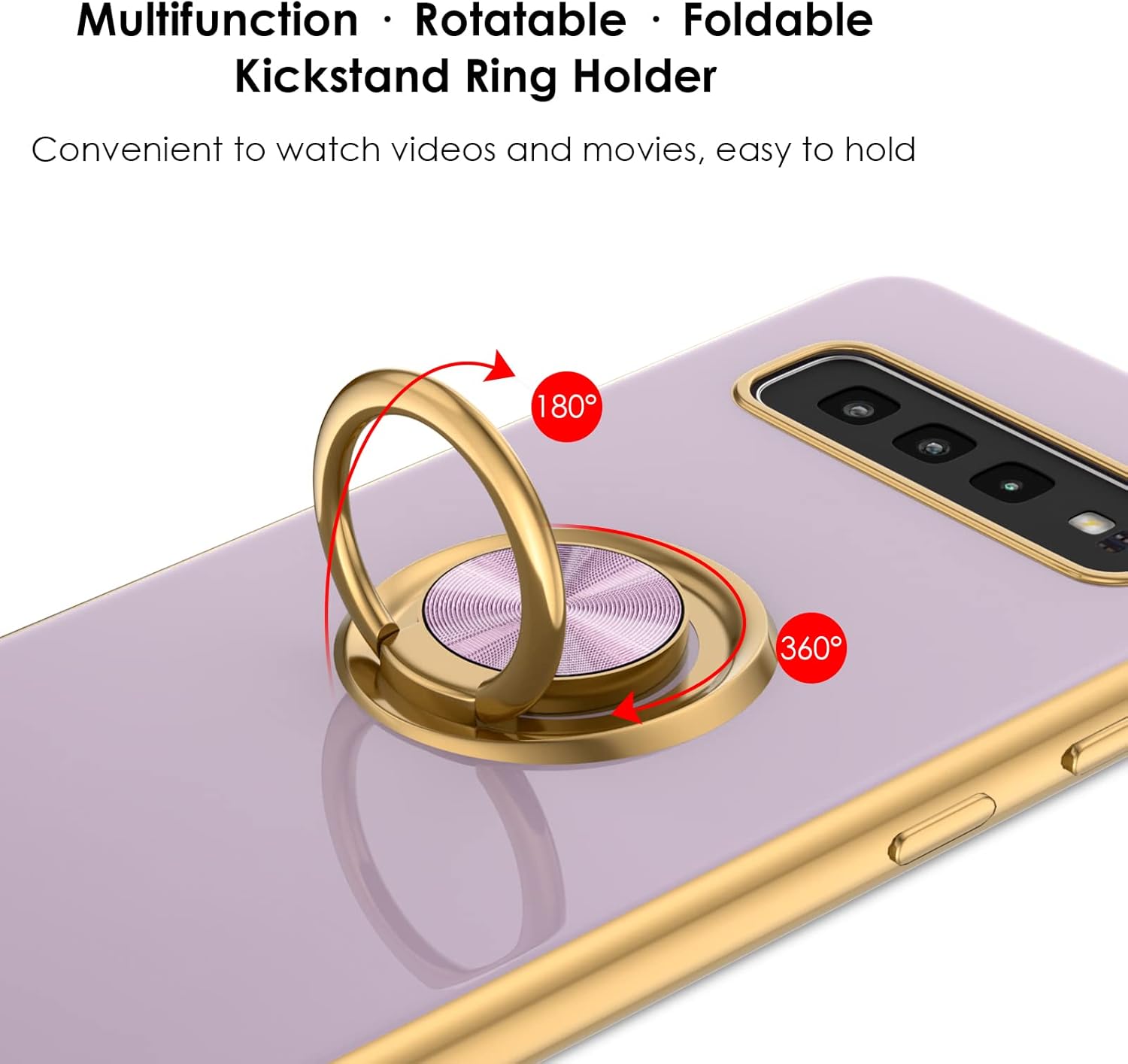 ZTOFERA Funda compatible con Samsung Galaxy S10, galvanizadas antiarañazos con soporte de anillo de 360, TPU suave y flexible a prueba de golpes,