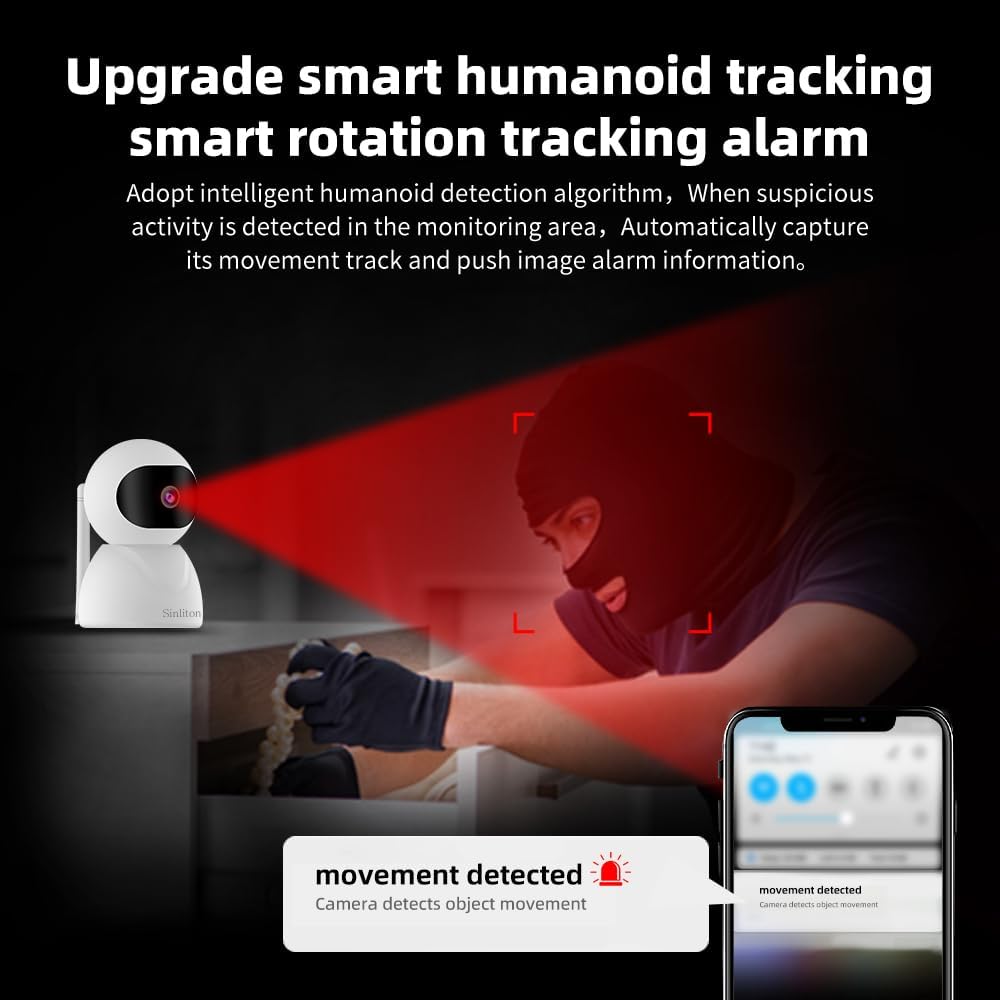 Sinliton Cámara de seguridad interior para el hogar, cámaras WiFi con aplicación de teléfono, monitor de bebé, cámaras de perro y gato, cámaras de