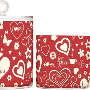 Hearts Valentines Day Jars with Lids Plastic Jars Bathroom Containers Canister Jar Cotton Pad Holder for Dorm Room Essentials for College Students Hearts Valentines Day Jars with Lids Plastic Jars Bathroom Containers Canister Jar Cotton Pad Holder for Dorm Room Essentials for College Students