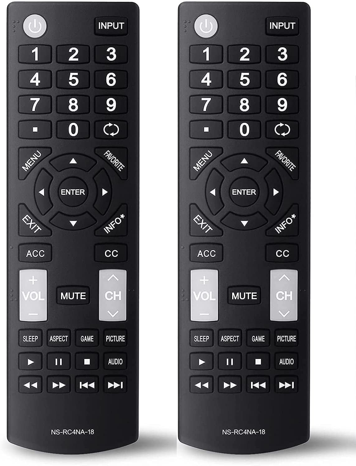 Paquete de 2 unidades de repuesto de control remoto universal para todos los televisores Insignia LED-LCD HDTV