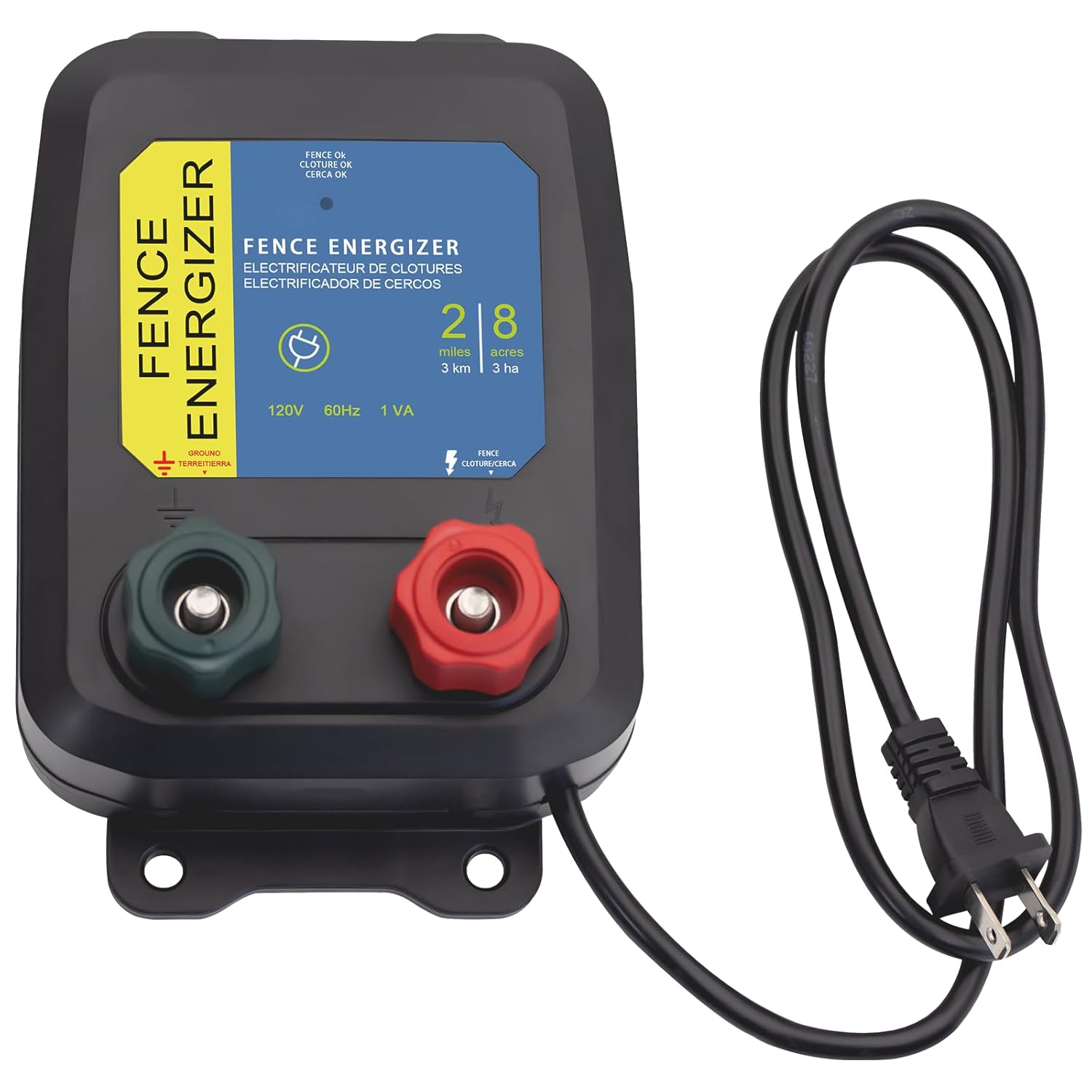 Electric Fence Energizer Plus 250, cargador eléctrico de valla PE2 0.10 julios, cargadores de valla de ganado para contener mascotas y mantener