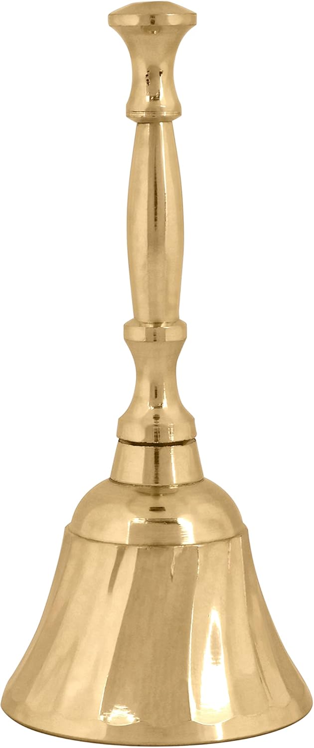 SATVIK – Campana de latón de mano pequeña de 4 pulgadas para Puja, campanas tradicionales para mandir, ideal para Puja diario, regalo y sonido