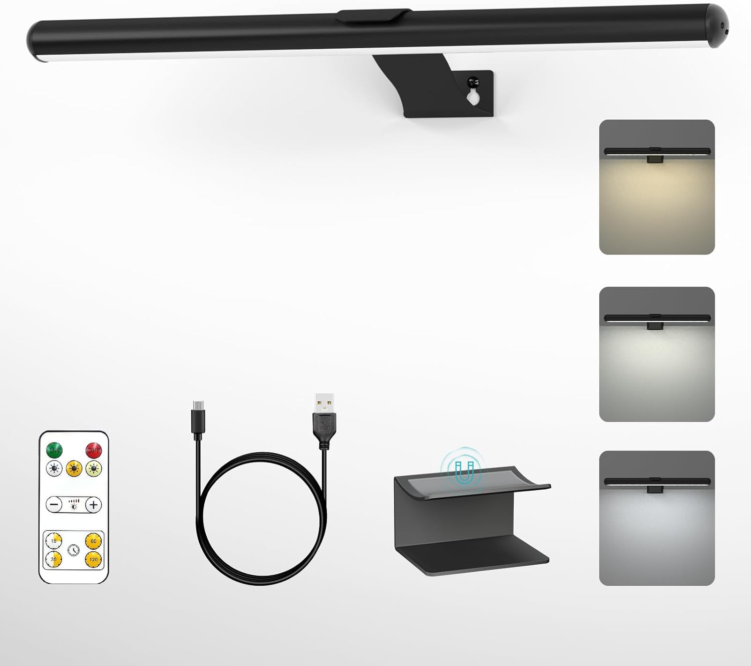 Luces de imagen para pinturas recargables, luz artística de pared con control remoto inalámbrico, luz sobre la imagen regulable con atenuador