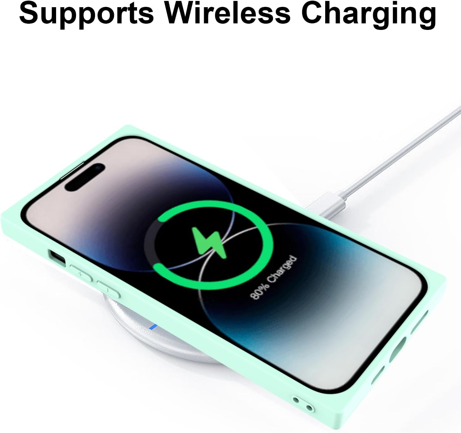 Funda cuadrada para iPhone 14 Pro Max para mujer, borde de TPU suave compatible con carga inalámbrica y protección completa de la lente Funda