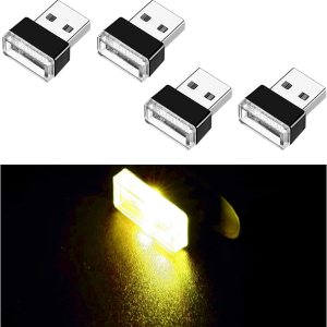 4 lámparas LED USB para el interior del automóvil, mini luz nocturna LED portátil, kit de iluminación ambiental de interfaz USB enchufable, 4 lámparas LED USB para el interior del automóvil, mini luz nocturna LED portátil, kit de iluminación ambiental de interfaz USB enchufable,