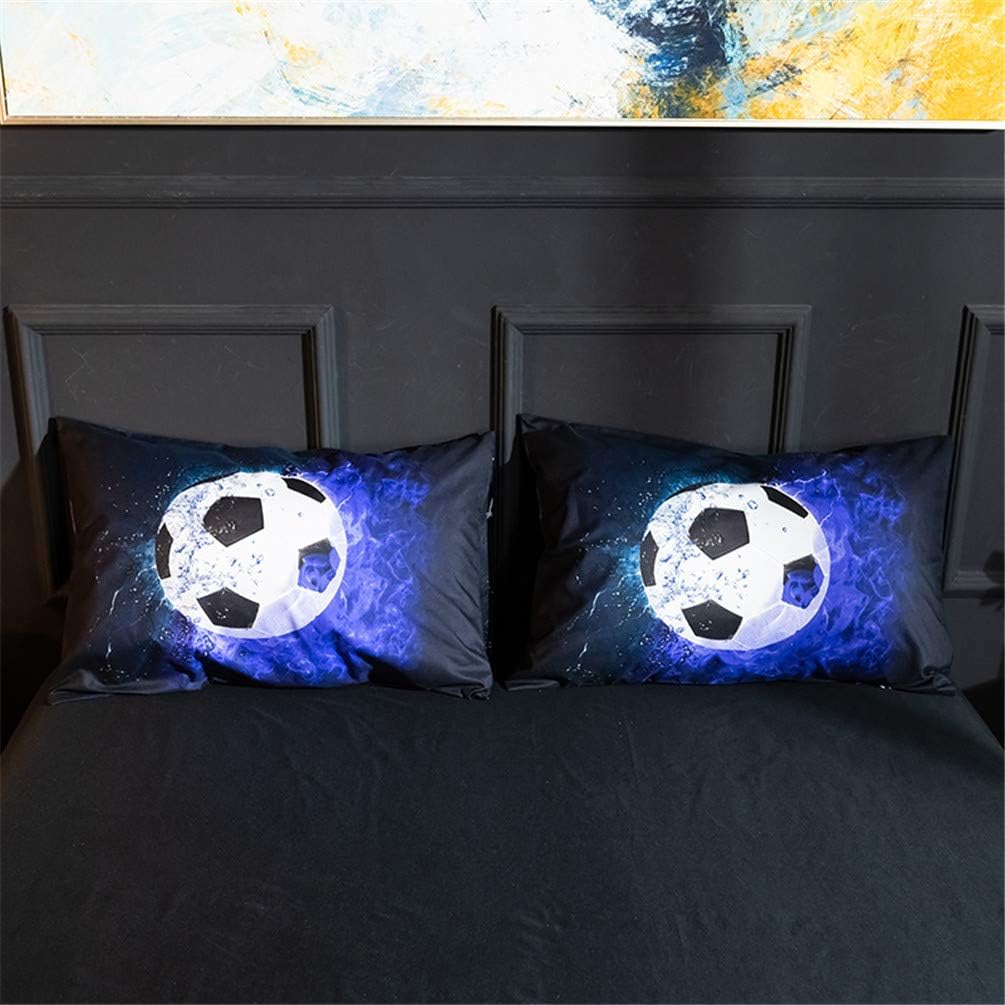 MOZEO Juego de funda de edredón de fútbol 3D de 3 piezas (1 funda de edredón + 2 fundas de almohada) para adolescentes y niños deportivos de