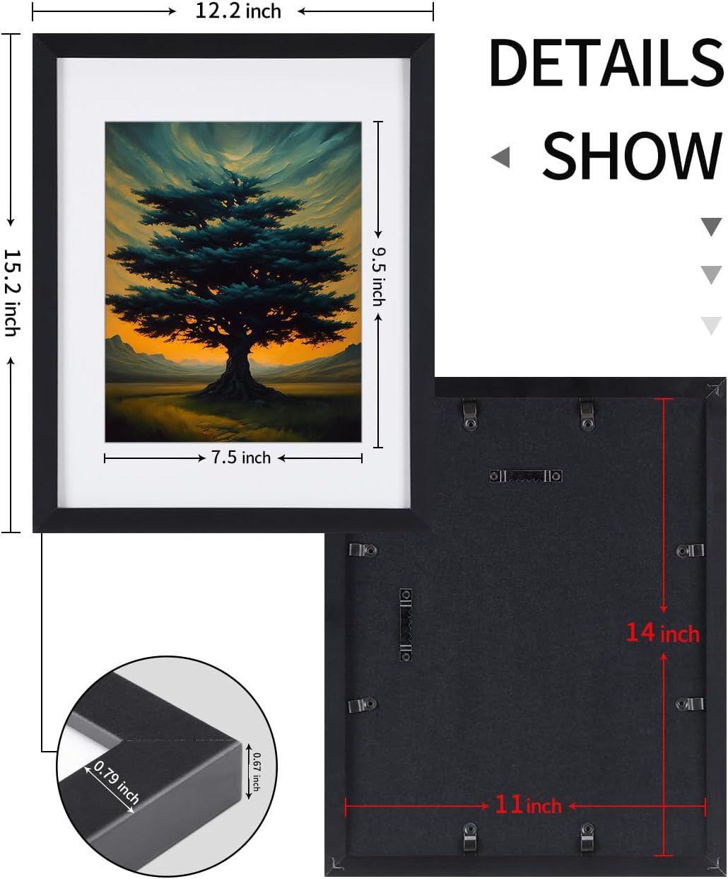 Decoración artística para pared de árbol, árbol abstracto enmarcado negro, impresiones en lienzo para el hogar, sala de estar, comedor, decoración