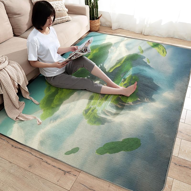 Alfombras de árbol de la vida para dormitorio, sala de estar, alfombra de hoja verde de 6 x 8 pies, lavable, antideslizante, suave, alfombra de área