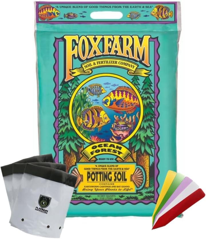 FoxFarm FX14053 – Mezcla de tierra para macetas de bosque oceánico para plantas de interior y exterior, 12 cuartos de galón (1 unidad), bolsas de