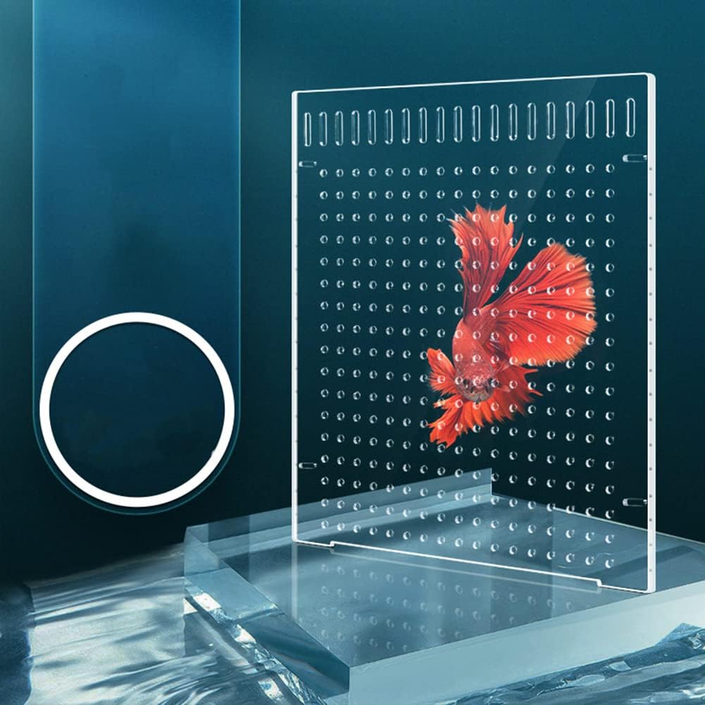 Gigicloud Divisor de acrílico transparente con ventosa para peceras, accesorios de acuario diseñado para bricolaje, transparente, fácil de doblar,