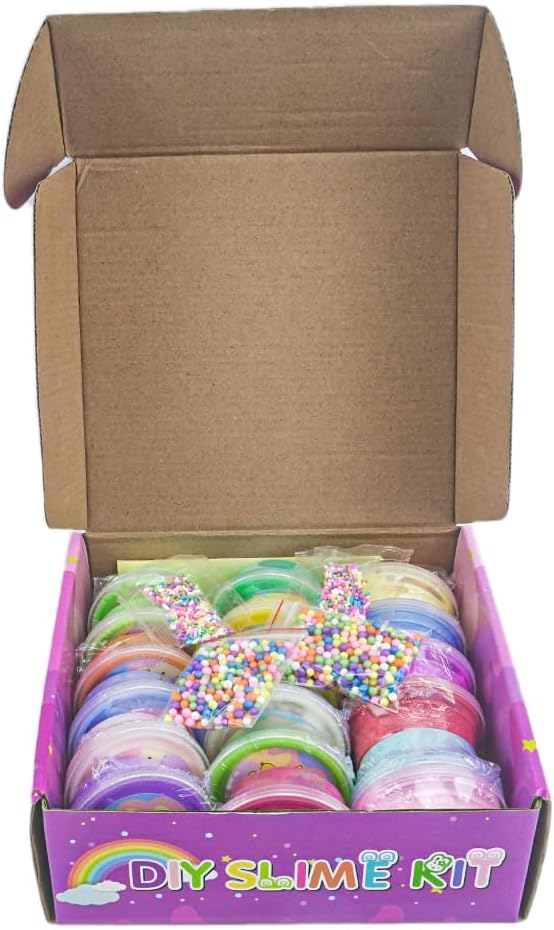 Paquete de 16 mini kit de limo de mantequilla, con sandía rosa, helado y slime de pastel, etc. Abalorios de slime de color y limo, suave y