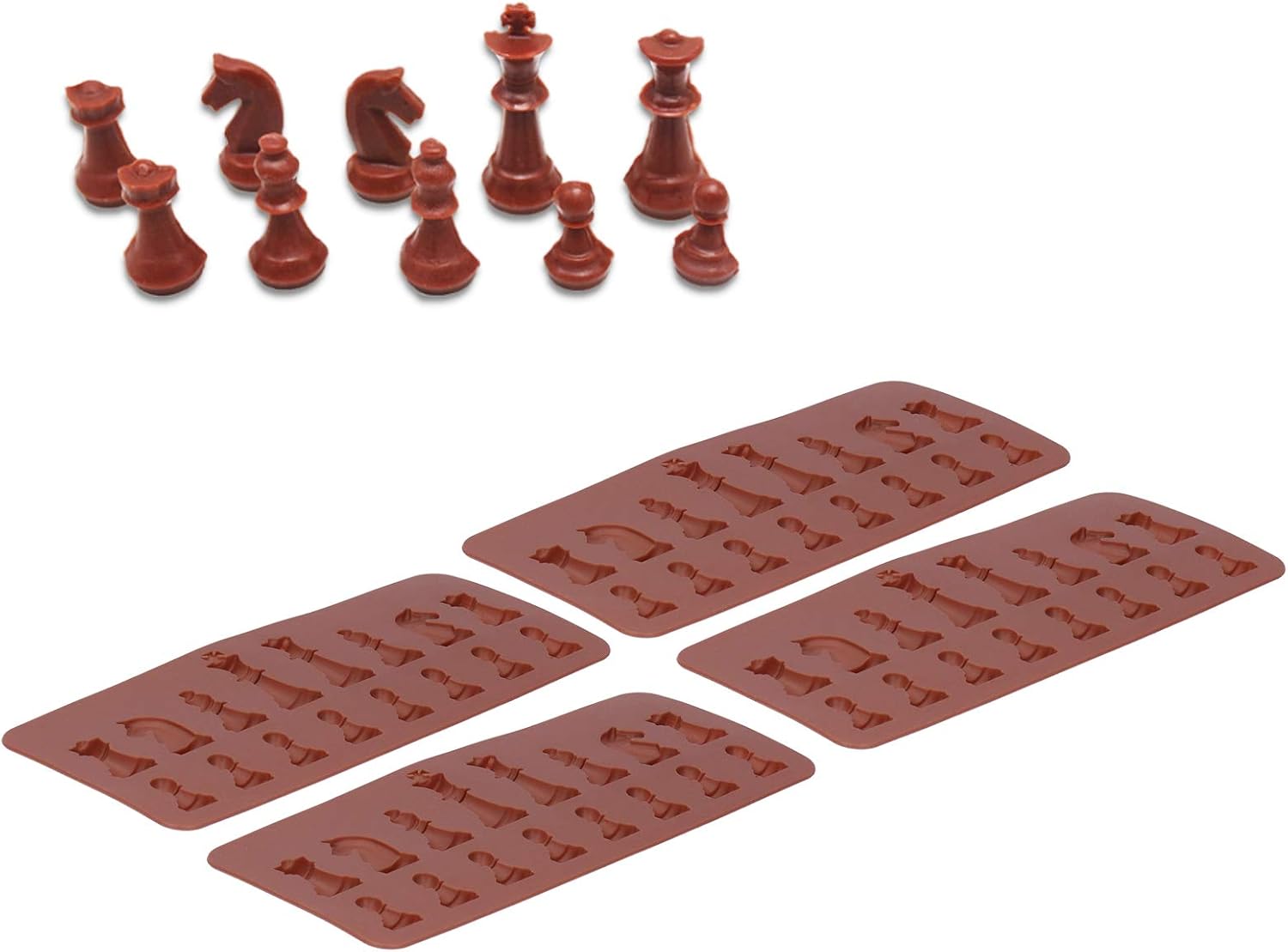 Moldes de chocolate, 4 piezas de 7.9 x 3.5 pulgadas, de silicona de grado alimenticio, moldes de caramelo de chocolate en forma de ajedrez, molde de