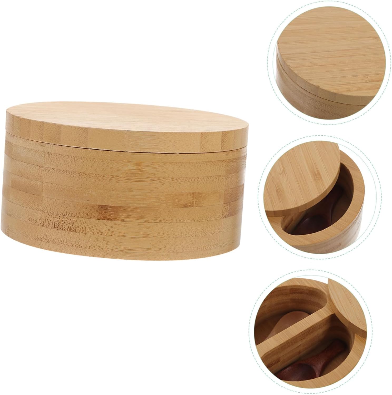 GLEAVI Salt Pig 3 juegos de salero con tapa, contenedor de condimentos, soporte dividido para pimienta, contenedor de sal para el hogar, contenedor
