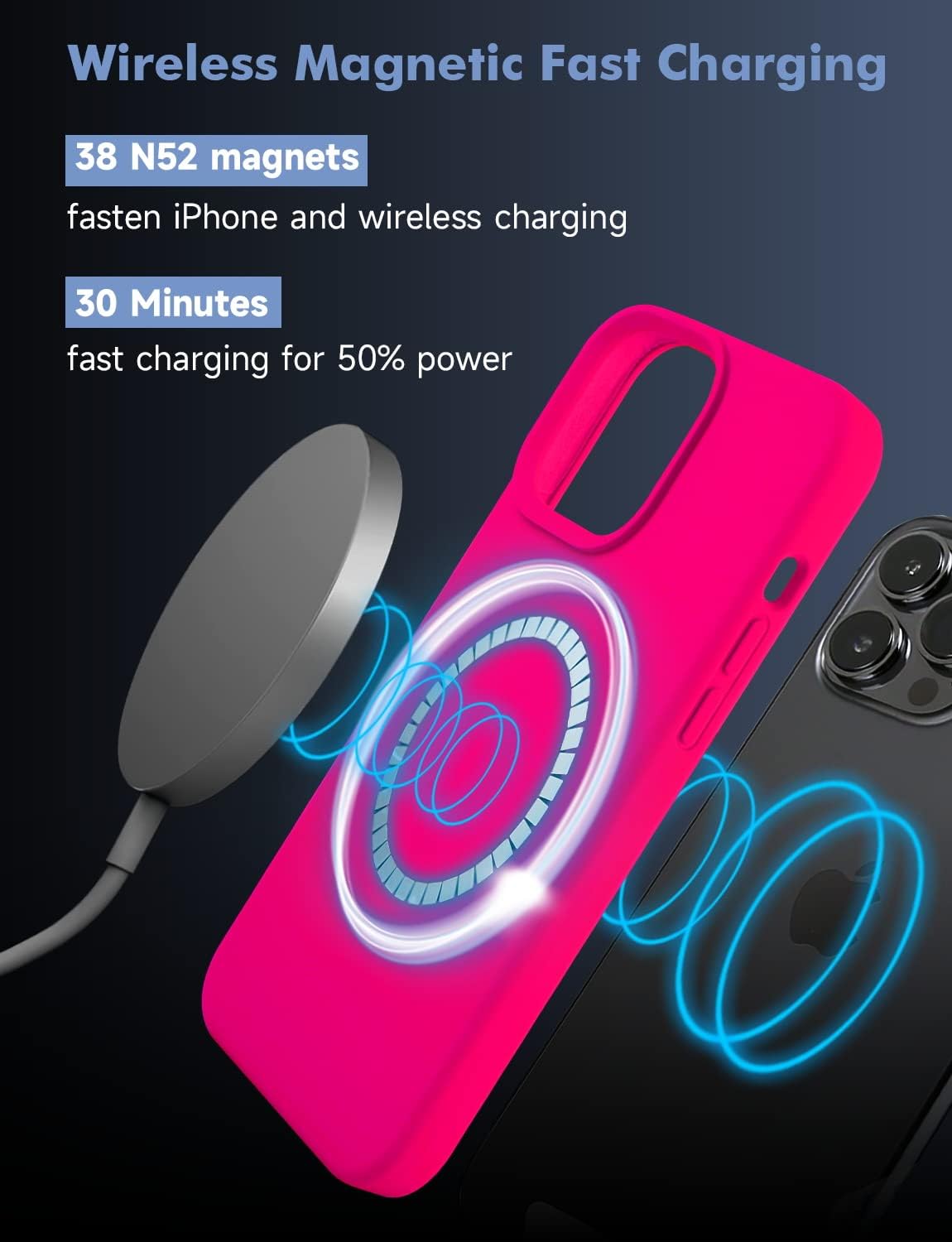 Magsafe – Funda magnética de silicona para iPhone 1212 Pro, funda de silicona con forro de microfibra para iPhone 1212 Pro de 6.1 pulgadas 2021,