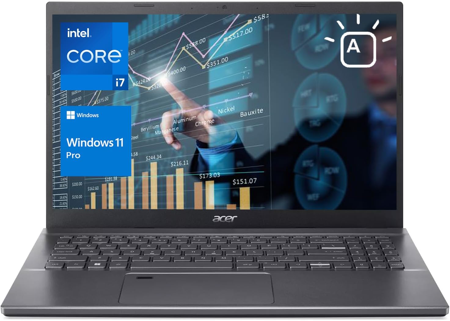 acer Aspire 5 Business Slim Laptop, pantalla FHD de 15.6 pulgadas, procesador Intel Core i7-1255U de 12 generación, 32 GB de RAM, SSD de 1 TB,