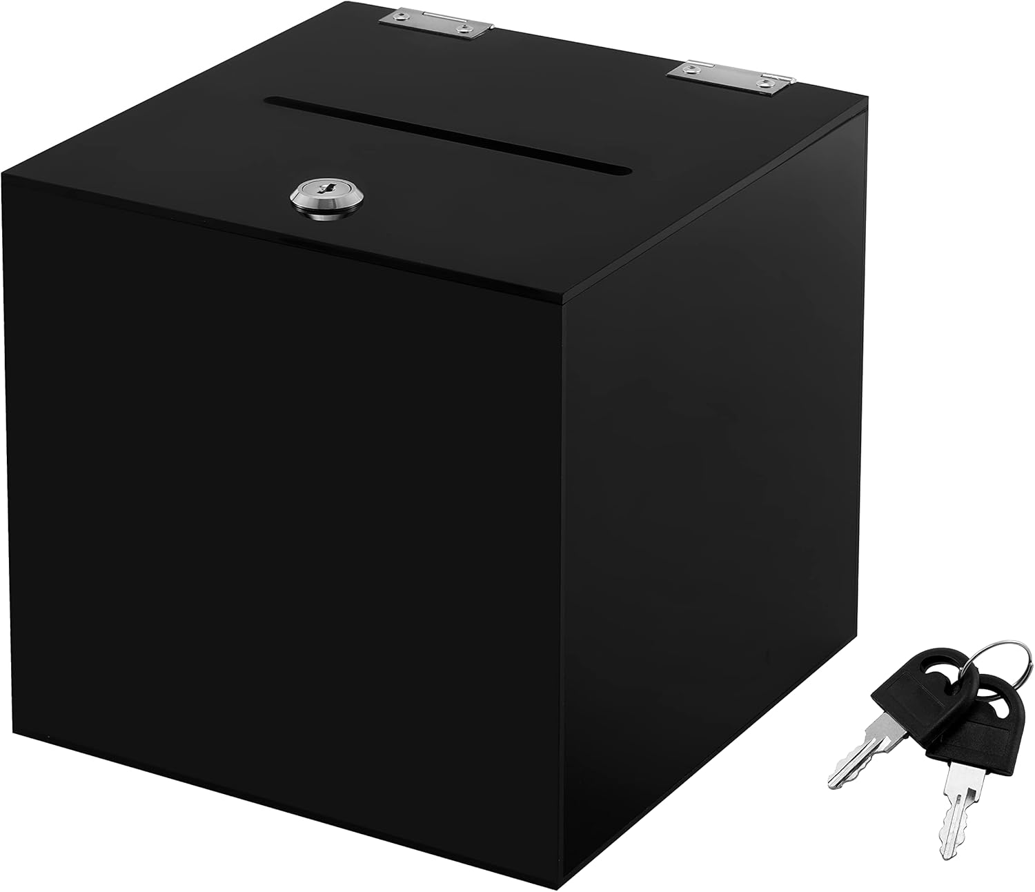 CiaoHER Caja de donación negra acrílica, caja de sugerencias de boleta, contenedor cuadrado para votar, caridad, boleta, concurso, sugerencias (6 x