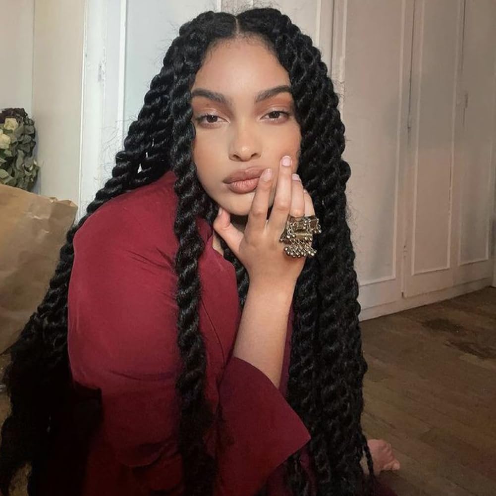 Marley Twist – 8 paquetes de cabello trenzado cubano de 24 pulgadas, cabello Marley pre-esponjado, cabello de primavera torcido, para rastas suaves,