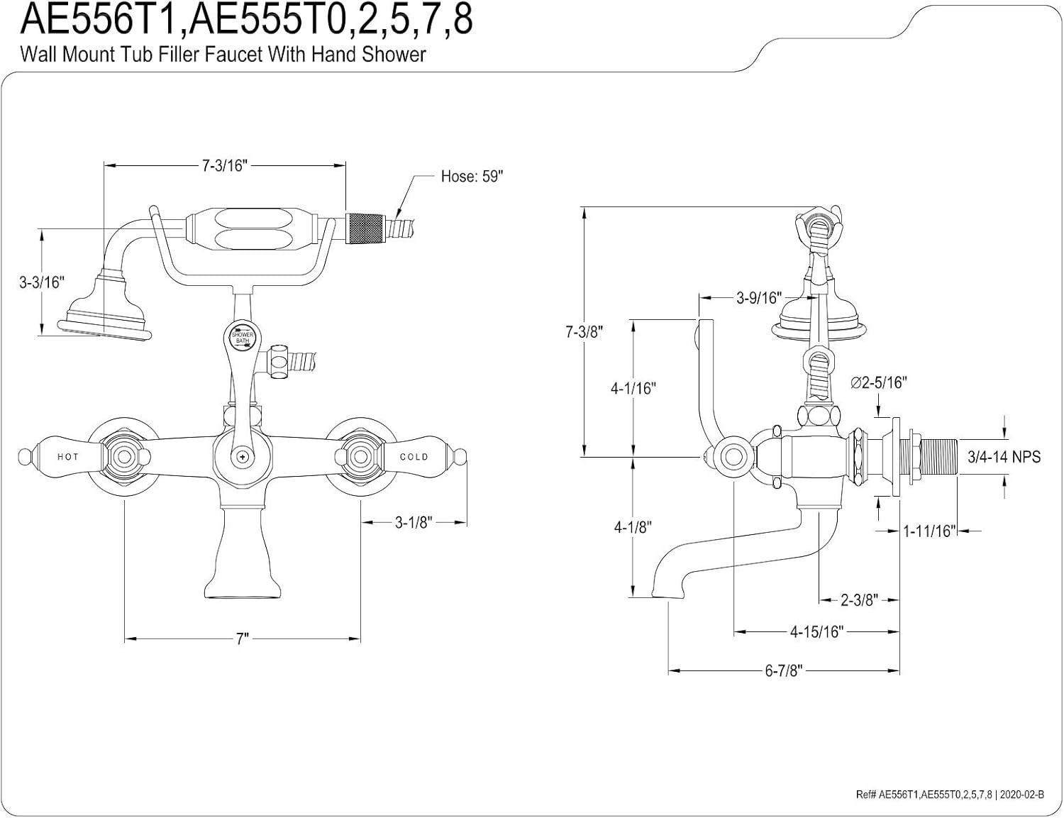 Kingston Brass AE556T1 Aqua Vintage Clawfoot – Grifo de bañera (7 pulgadas), cromo pulido