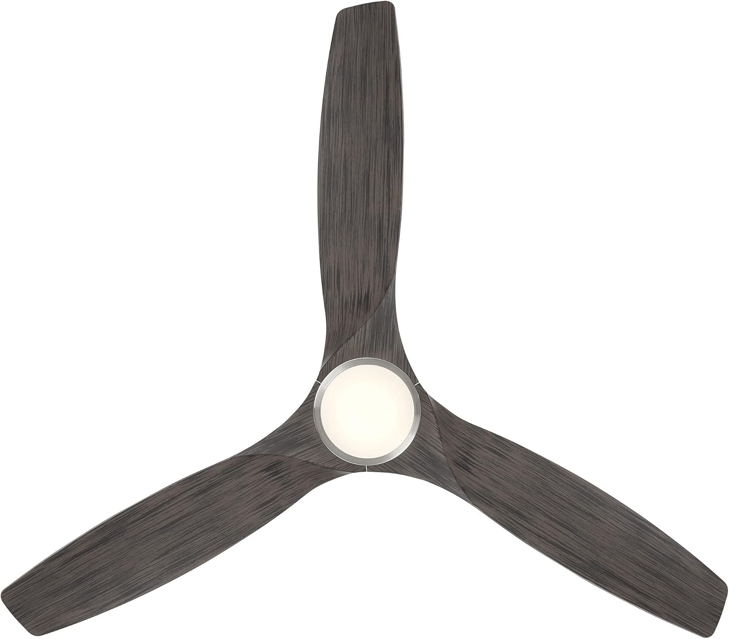 Skylark Smart – Ventilador de techo empotrado de 3 cuchillas para interiores y exteriores, kit de luz LED de 3000 K de níquel cepillado y ébano de