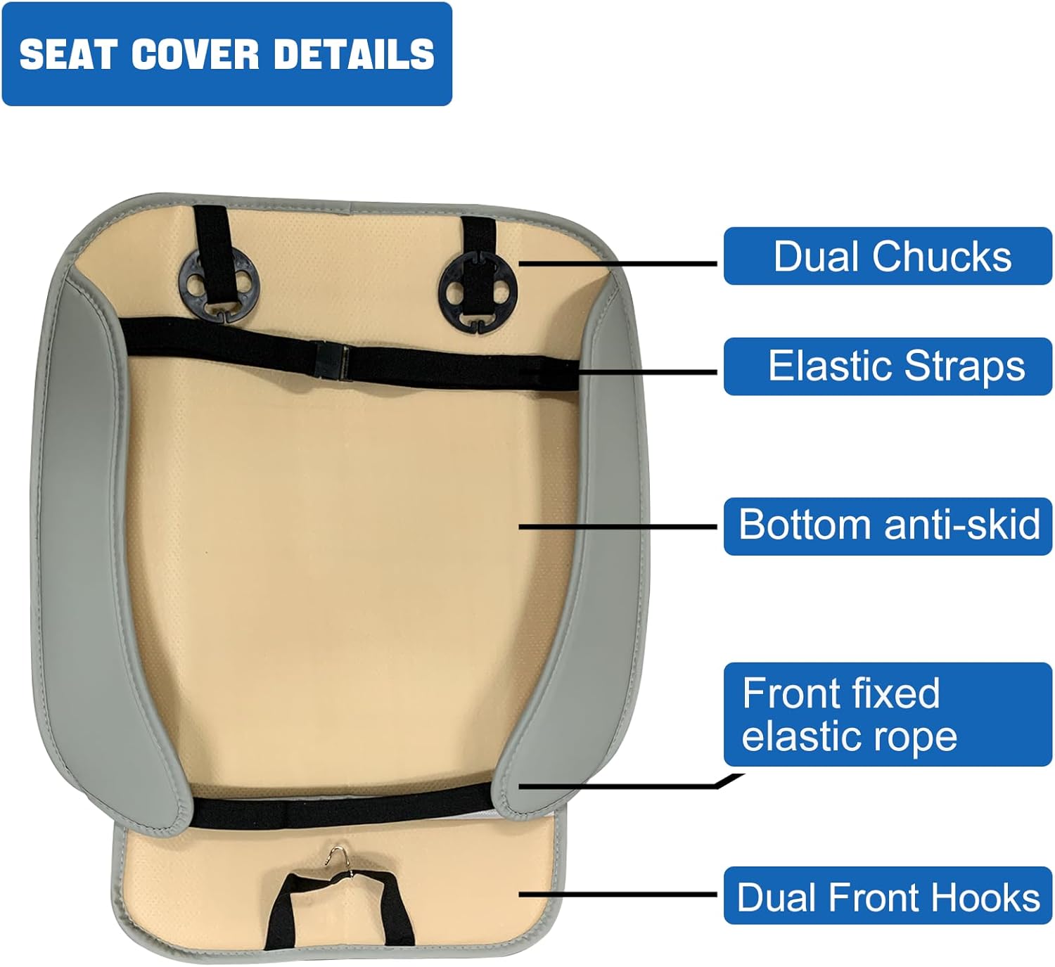 Big Ant Funda de asiento de automóvil, 1 pieza, funda de asiento inferior de piel sintética sintética, protector de asiento delantero para