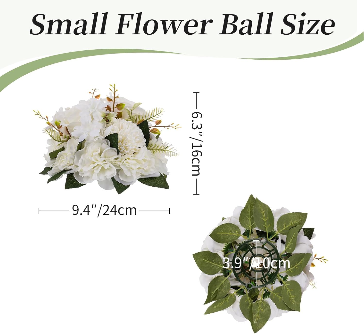 BLOSMON Centros de mesa de boda de bola de flores falsas, 6 piezas de 9.5 pulgadas, rosas artificiales, decoración para mesa, bola de besos de seda,
