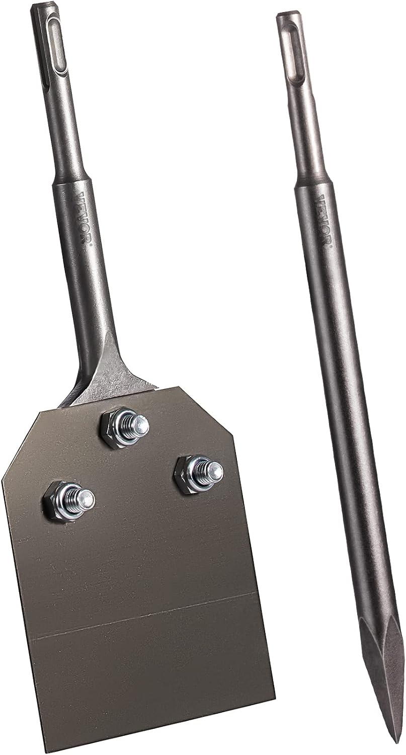 VEVOR SDS Plus – Rascador de suelo, hoja de 3.9 pulgadas de ancho, broca de mango largo de acero 40Cr de 9.5 pulgadas con cincel de punta, martillo