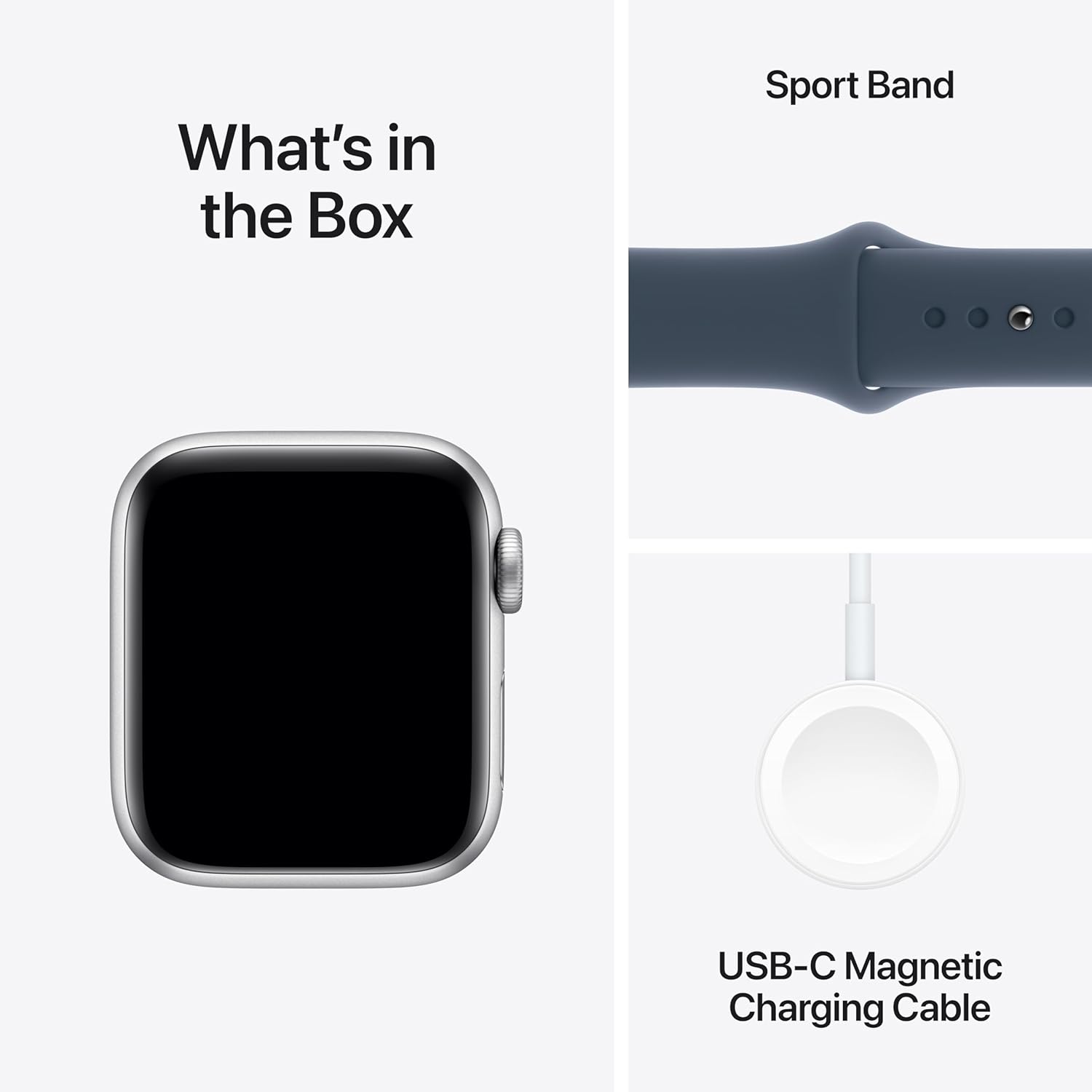 Apple Watch SE (2nd Gen) GPS 40mm – Silver Aluminum Case with Storm Blue Sport Band, ML (Renewed)