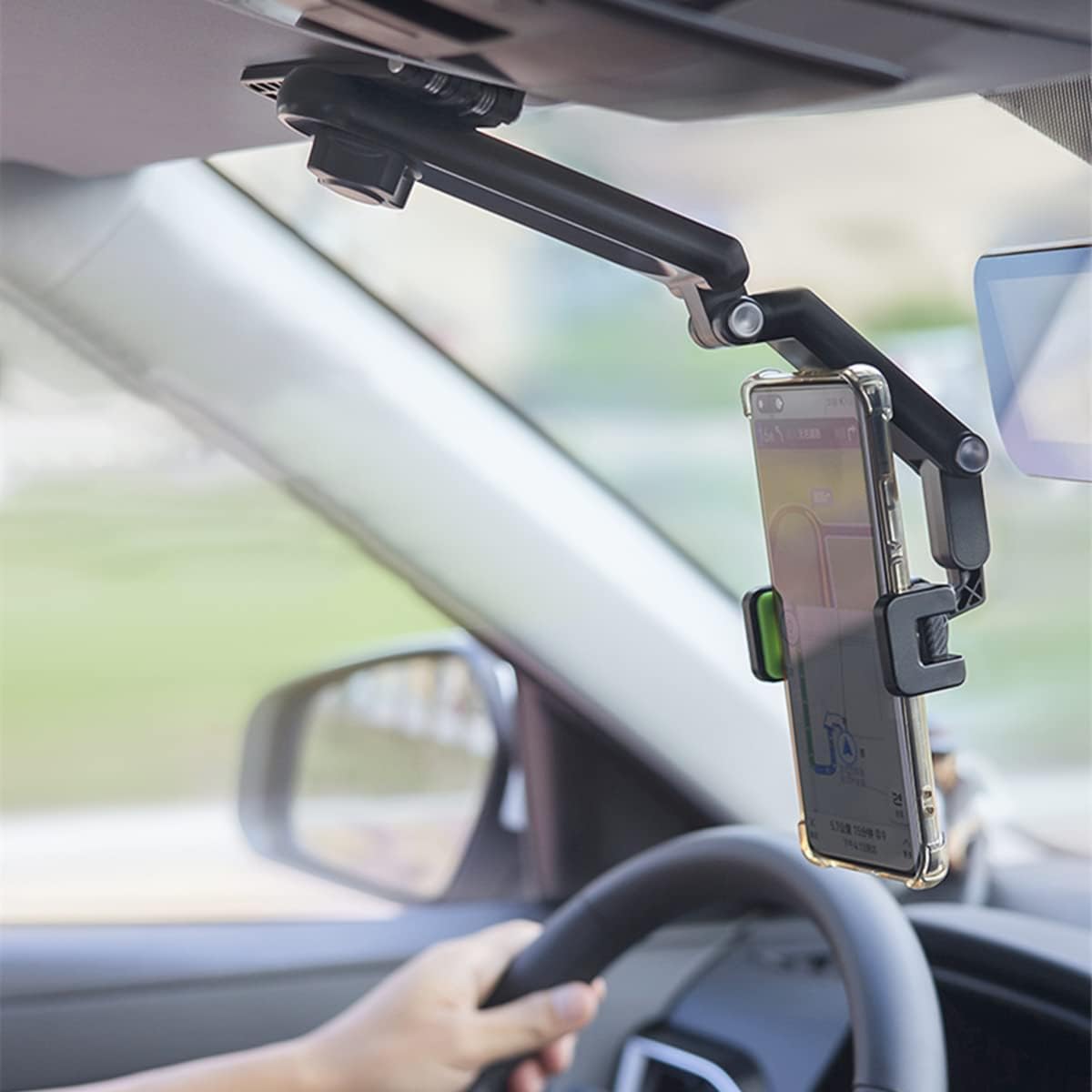 Soporte de teléfono celular para automóvil, clip de montaje de teléfono celular de automóvil, soporte giratorio de 360 para visera solar de