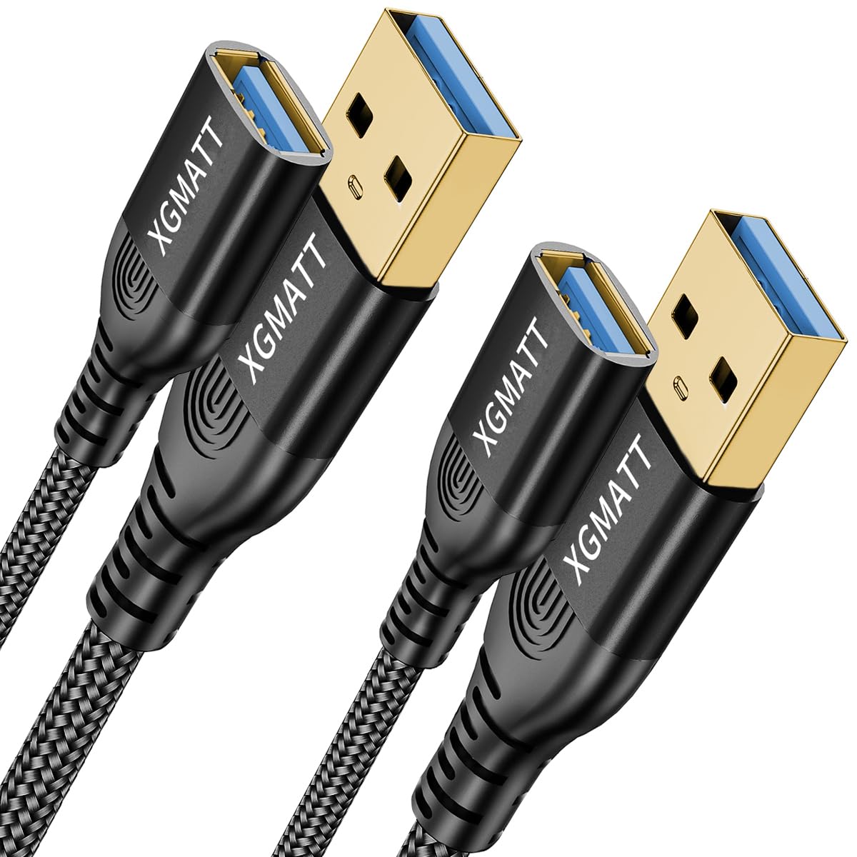 XGMATT Cable de extensión USB 3.0 de 6.6 pies + 6.6 pies, cable de extensión USB 3.0 USB tipo A, macho a hembra, sincronización de datos de 5 Gbps,