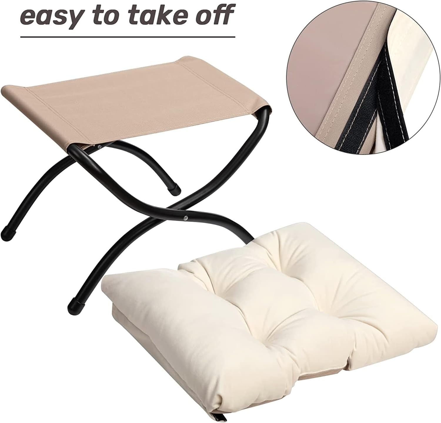 AcozyHom Moderno juego de silla perezosa de tela y reposapiés plegable, sillón contemporáneo y otomano portátil, sofá de ocio con marco de acero y