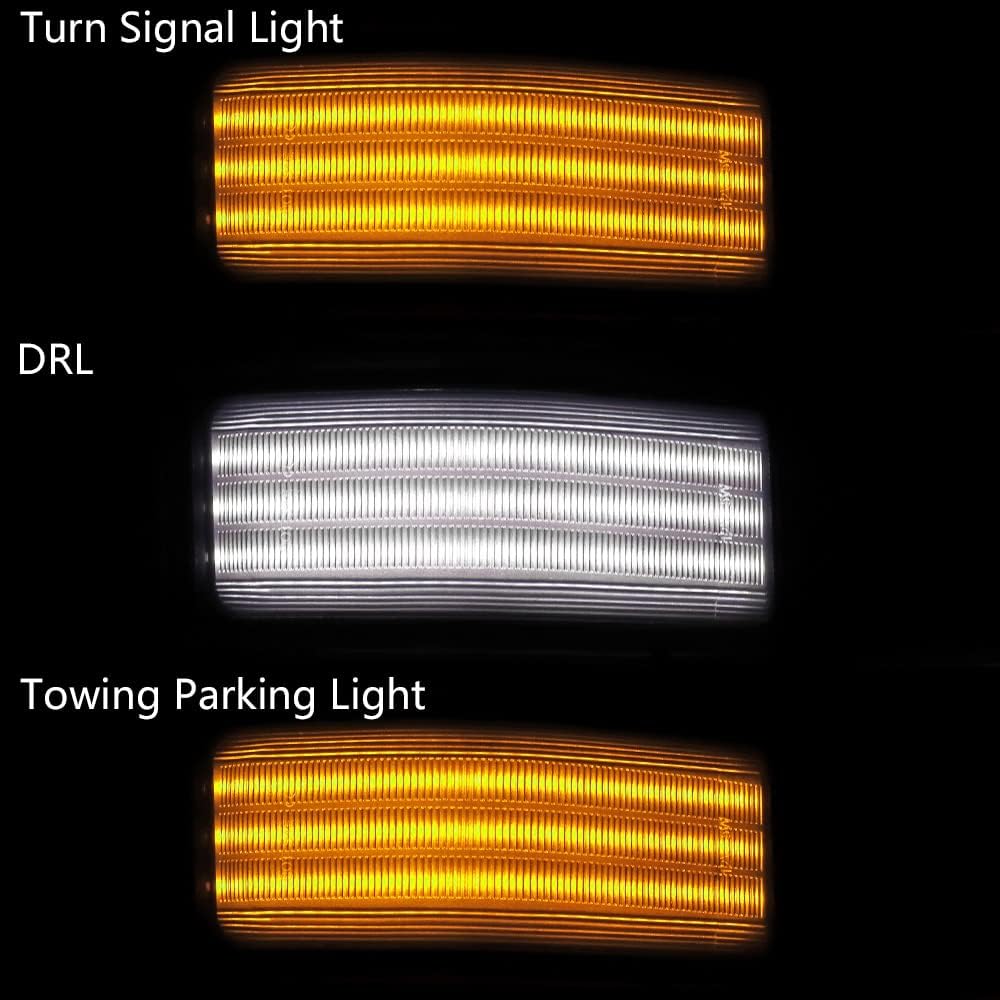 Astra Depot 2 luces intermitentes de luz intermitente LED ámbar blanco y ámbar dinámico para remolque, luz indicadora DRL de estacionamiento,