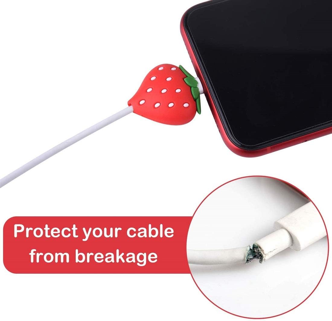20 protectores de cable USB para iPhoneiPad, protectores de cable de plástico para lindas bebidas, frutas, dinosaurios, animales, protector de cable